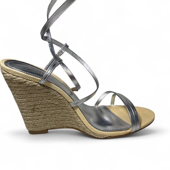 Schutz Women's Deonne Metallic Silver Leather Wedge Sandal Sz 7 NEW IN BOX - Picture 10 of 14